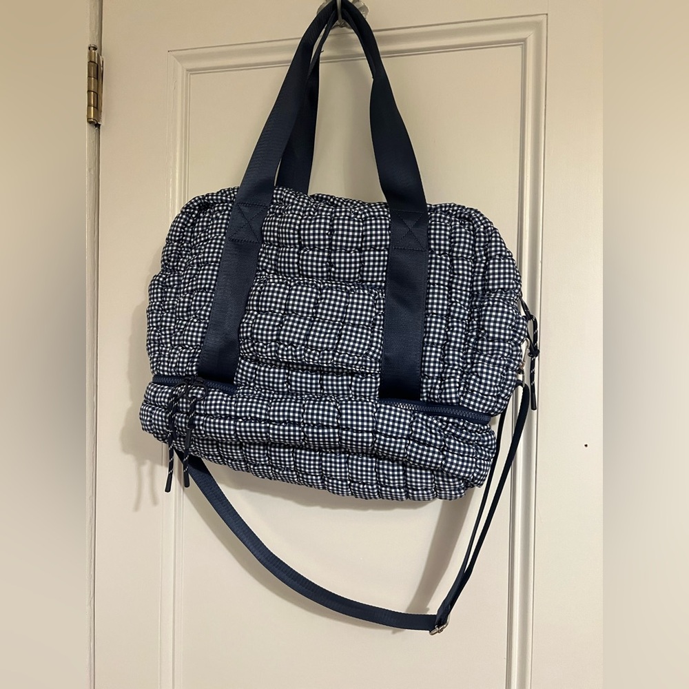 Altar'd State Navy & White Gingham Carry-On/Gym Tote